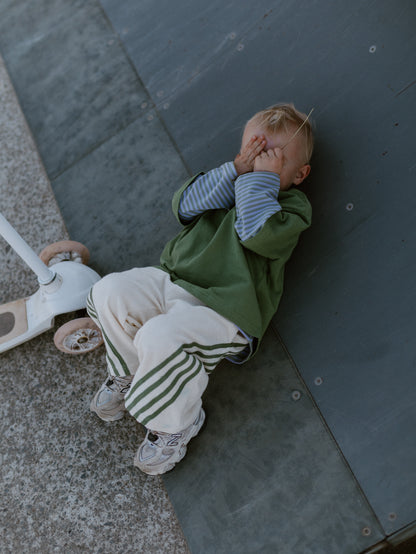 The Terry Racer Pants- Cream/ Green